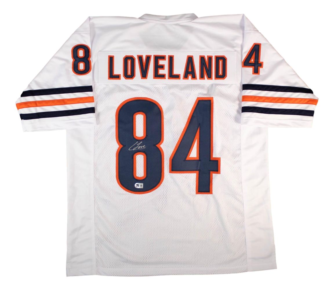 Colston Loveland Chicago Signed White Football Jersey BAS