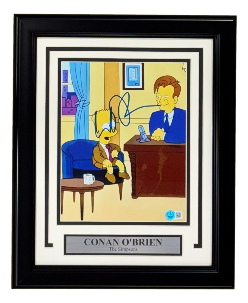Conan O'Brien Signed Framed 8x10 The Simpsons Photo BAS