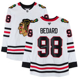 Connor Bedard Autographed Chicago Blackhawks White Fanatics Brand Premium Jersey Fanatics