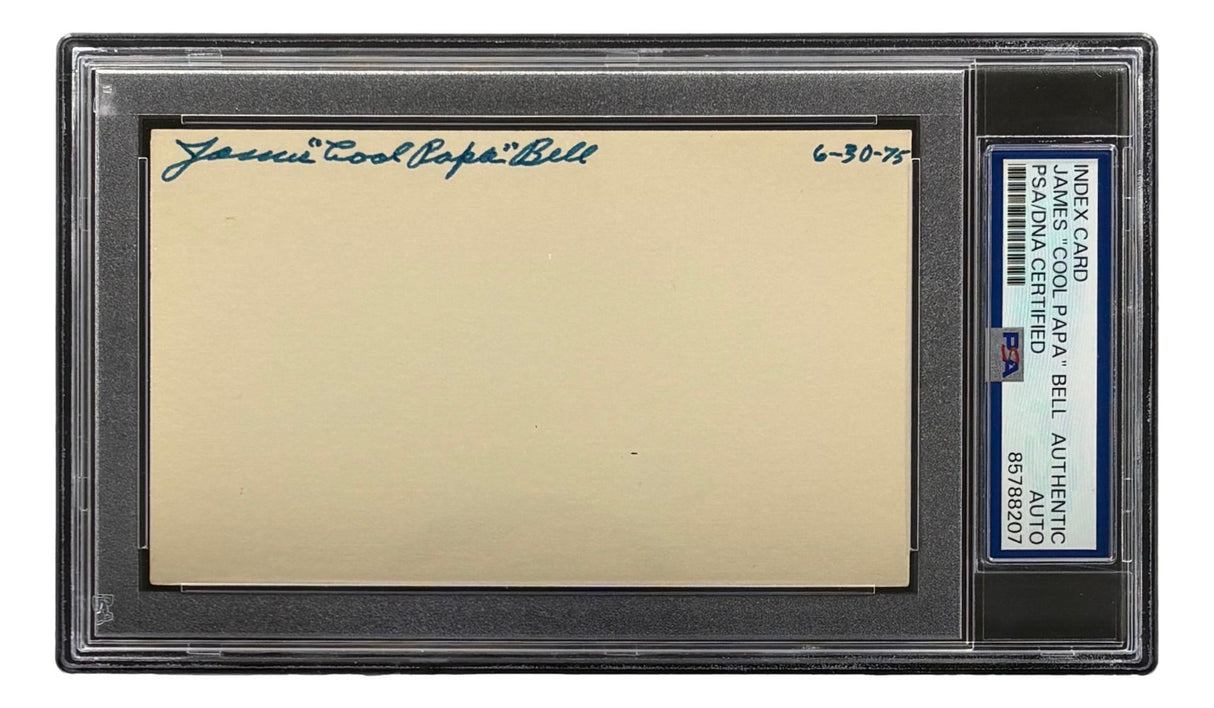 Cool Papa Bell Pittsburgh Crawfords Signed Index Card 6-30-75 PSA/DNA