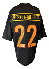 Jacory Croskey-Merritt Washington Signed Black Football Jersey BAS