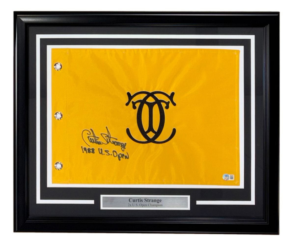 Curtis Strange Signed Framed The Country Club Golf Flag 1988 US Open BAS