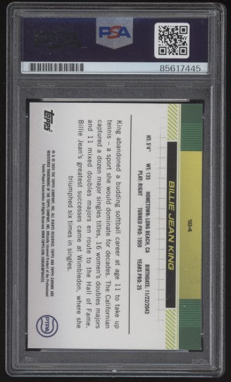 2024 Topps Chrome Sapphire Billie Jean King #184 Green /125 PSA/DNA Authentic Auto