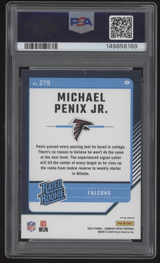 2024 Donruss Optic Michael Penix Jr Purple Shock #279 Red Auto PSA 9 AUTO 10 RC