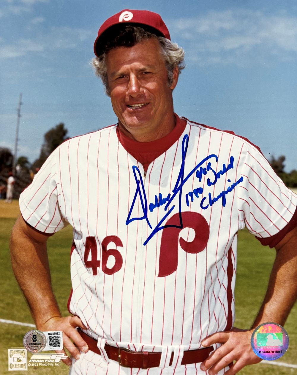 Dallas Green Signed 8x10 Philadelphia Phillies Photo 1980 World Champions BAS