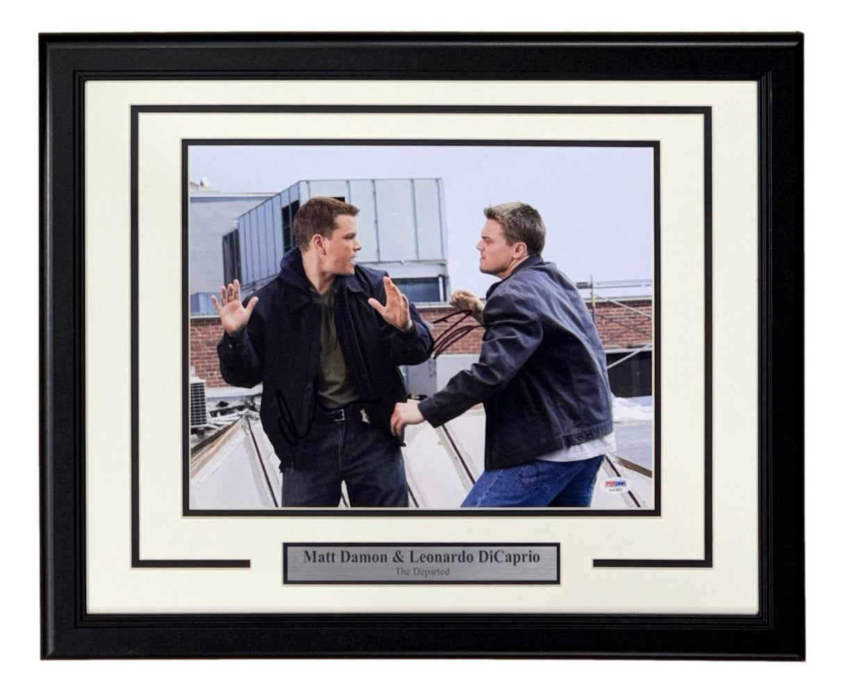 Leonardo DiCaprio Matt Damon Signed Framed 11x14 The Departed Photo PSA/DNA