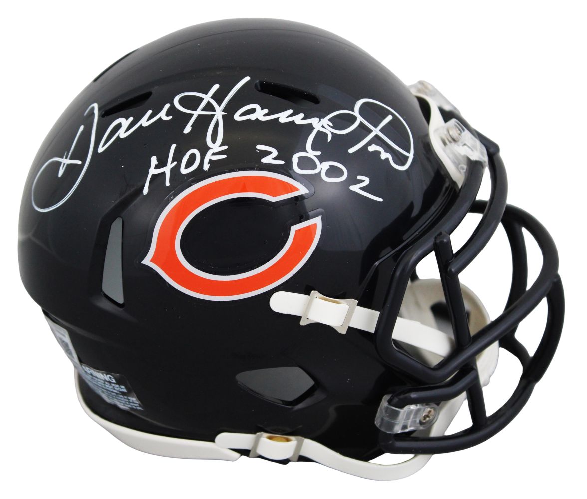 Dan Hampton Signed Chicago Bears Mini Speed Helmet HOF 2002 BAS
