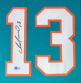 Dan Marino Miami Signed Framed Custom Teal Football Jersey BAS
