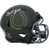 Daniel Jones Autographed Indianapolis Colts 2025 Salute to Service Speed Mini Helmet Fanatics