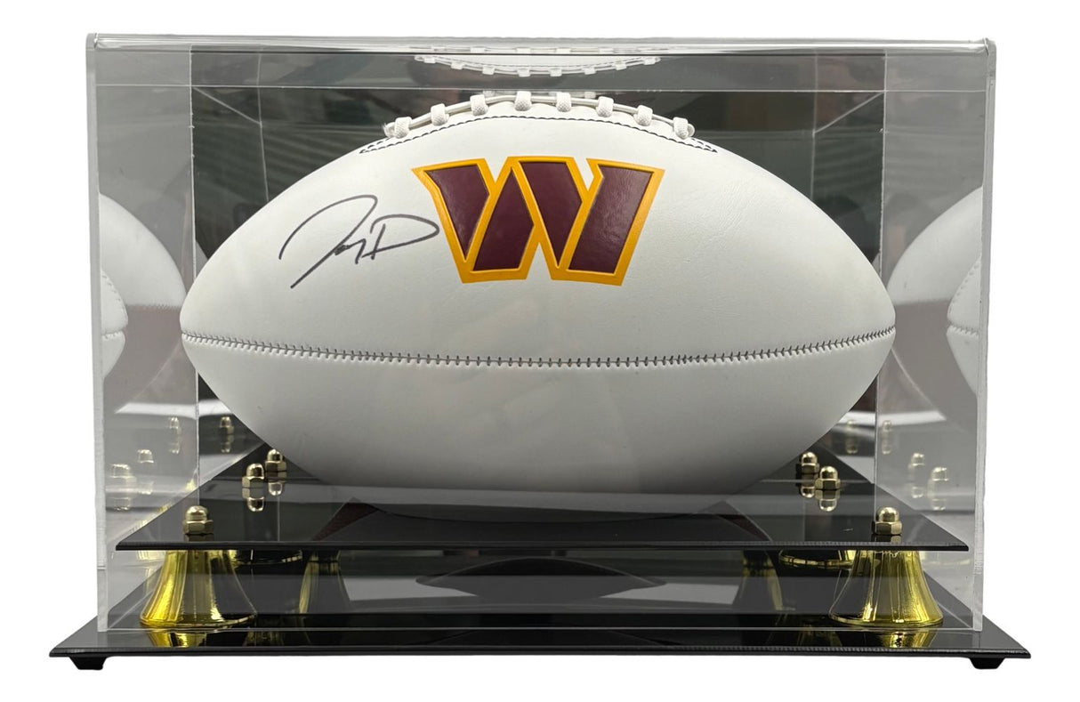 Jayden Daniels Signed Washington Commanders Logo Football Fanatics w/ Case