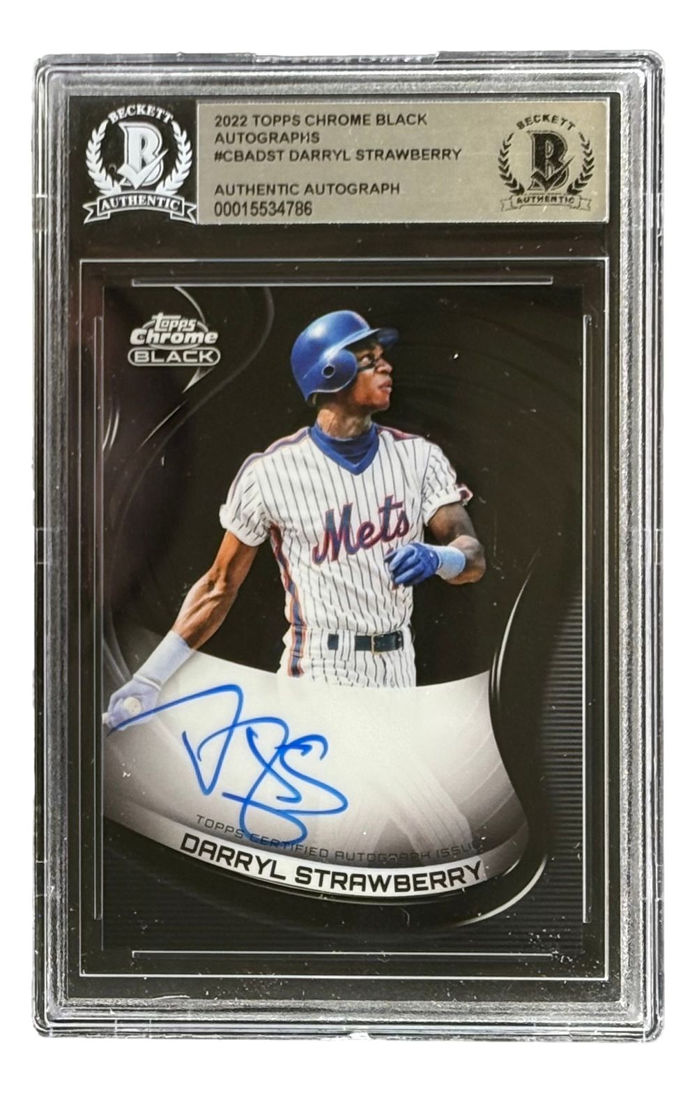 Darryl Strawberry Signed 2022 Topps Chrome Black #CBADST Mets Trading Card BAS