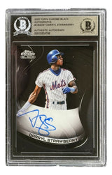 Darryl Strawberry Signed 2022 Topps Chrome Black #CBADST Mets Trading Card BAS