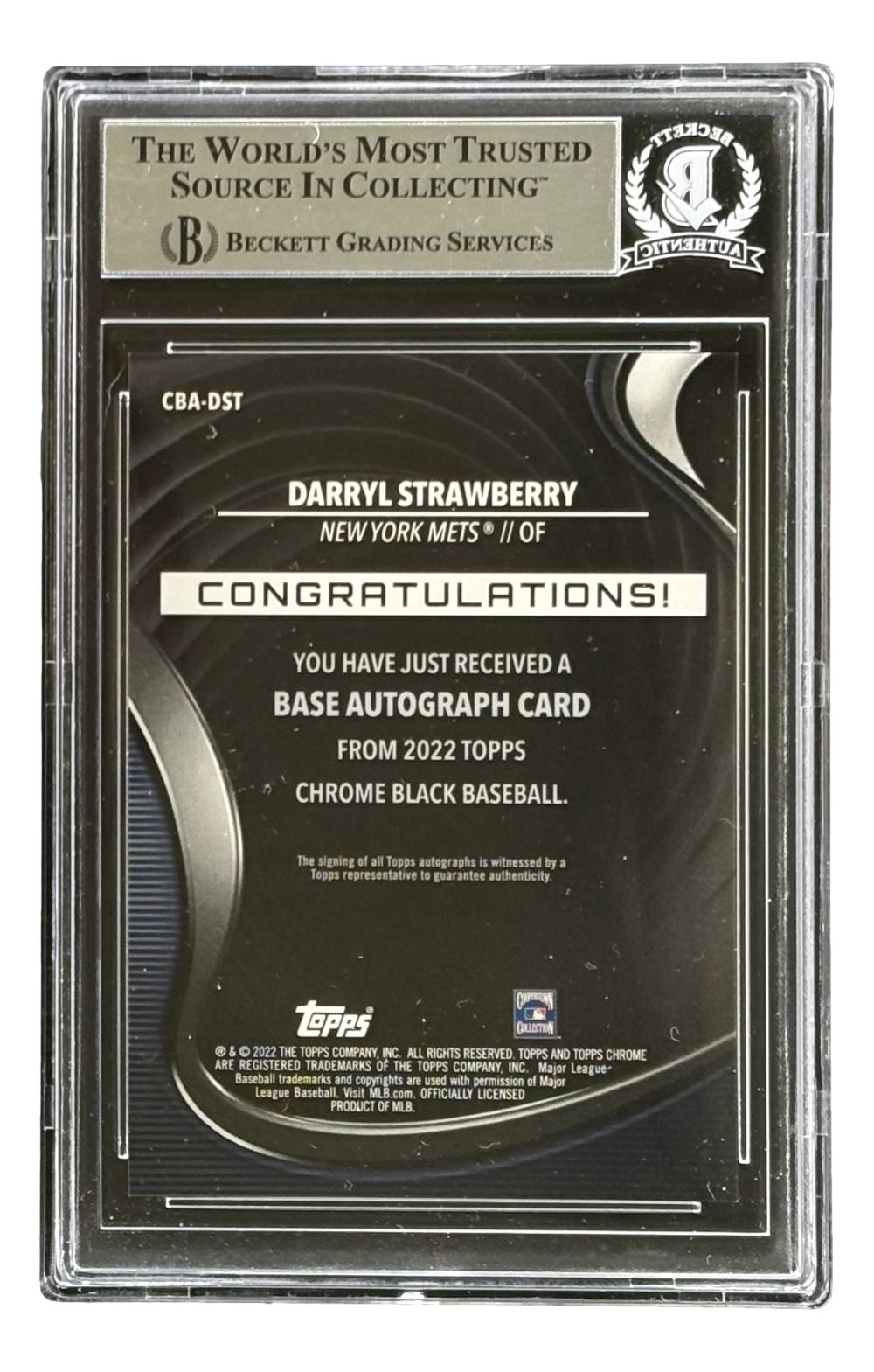 Darryl Strawberry Signed 2022 Topps Chrome Black #CBADST Mets Trading Card BAS