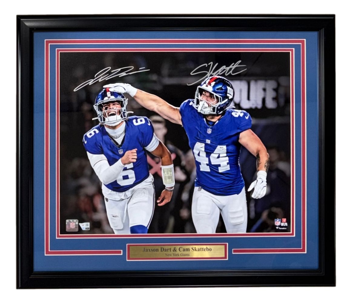 Jaxson Dart Cam Skattebo Signed Framed 16x20 New York Giants Photo Fanatics