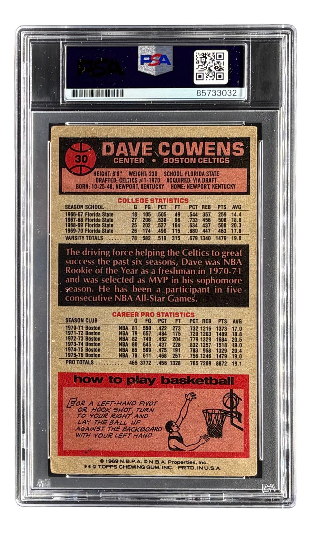 Dave Cowens Signed 1976/77 Topps #30 Celtics Trading Card w/ 3 Insc PSA/DNA