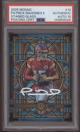 2025 Panini Mosaic Stained Glass Patrick Mahomes II #13 Auto PSA/DNA Auth 10
