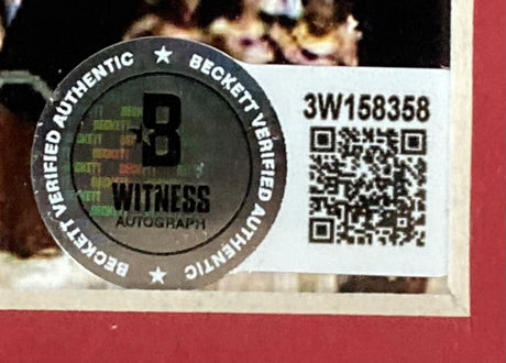 A Beckett Verified Authentic sticker with holographic B Witness Autograph logo, QR code, and code 3W158358 appears on a Dennis Rodman Signed Framed 8x10 Chicago Bulls Photo by Sports Integrity.