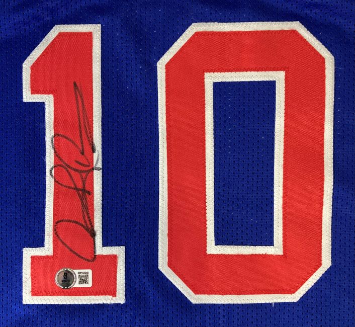 Dennis Rodman Detroit Signed Blue Basketball Jersey BAS