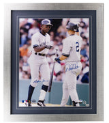 Sports Integrity's Derek Jeter & Alfonso Soriano Signed Framed New York Yankees 16x20 Photo features both players with bats, Jeter in jersey #2, and two autographs. Includes PSA LOA.