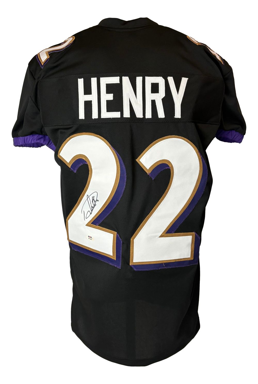 Derrick Henry Baltimore Signed Black Pro-Cut Football Jersey PSA/DNA