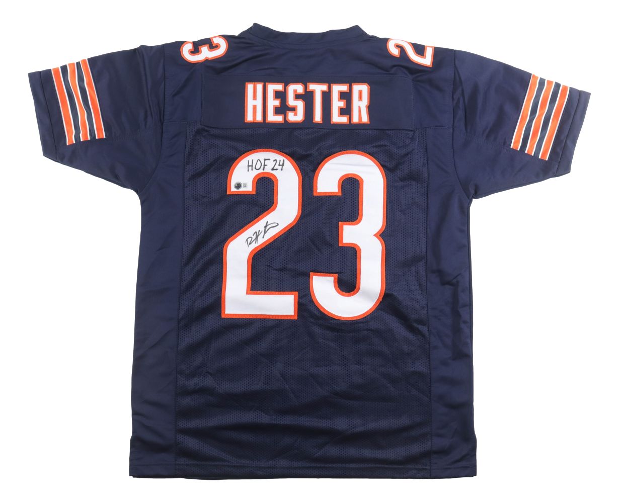 Devin Hester Chicago Signed Navy Blue Football Jersey HOF 24 Inscribed BAS