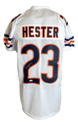 Devin Hester Chicago Signed White Pro-Cut Football Jersey JSA QR Hologram