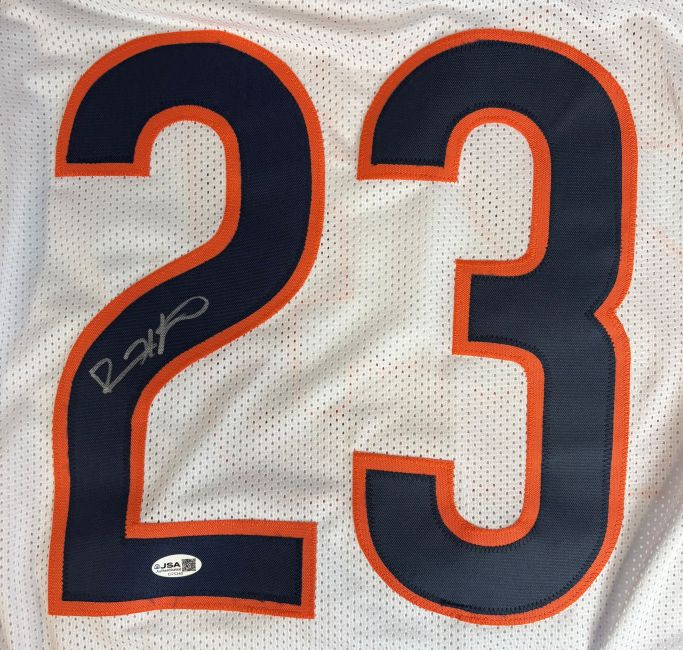 Devin Hester Chicago Signed White Pro-Cut Football Jersey JSA QR Hologram