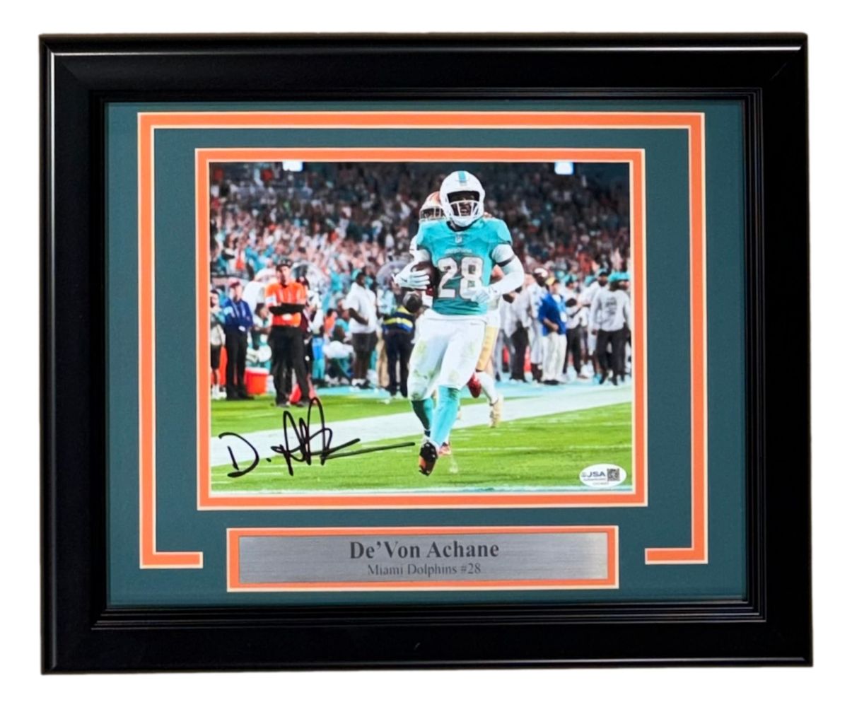 De'Von Achane Signed Framed 8x10 Miami Dolphins Photo JSA QR