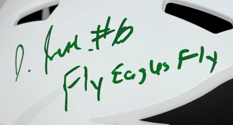 DeVonta Smith Signed Eagles FS Lunar Eclipse Replica Speed Helmet Fly Eagle BAS