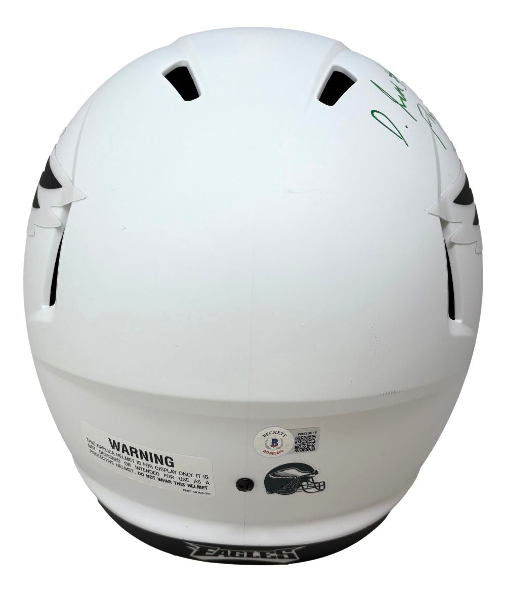 DeVonta Smith Signed Eagles FS Lunar Eclipse Replica Speed Helmet Fly Eagle BAS
