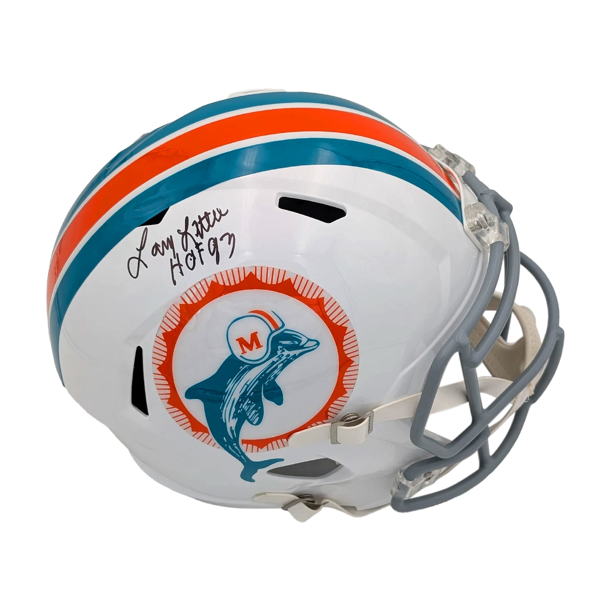 Larry Little Signed "HOF 93" Dolphins 1972 F/S Replica Helmet - Schwartz