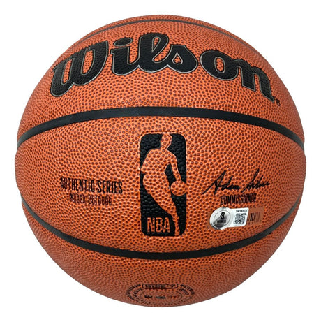 A Dominique Wilkins Atlanta Hawks signed Wilson NBA basketball by Sports Integrity, featuring the HHR inscription, textured grip, and designed for indoor/outdoor recreational use.