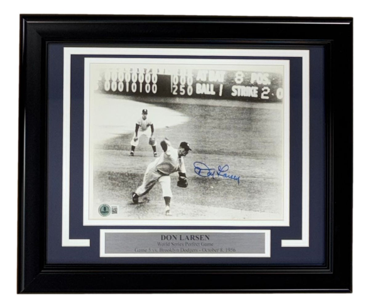 Don Larsen Signed Framed 8x10 New York Yankees Perfect Game Photo BAS