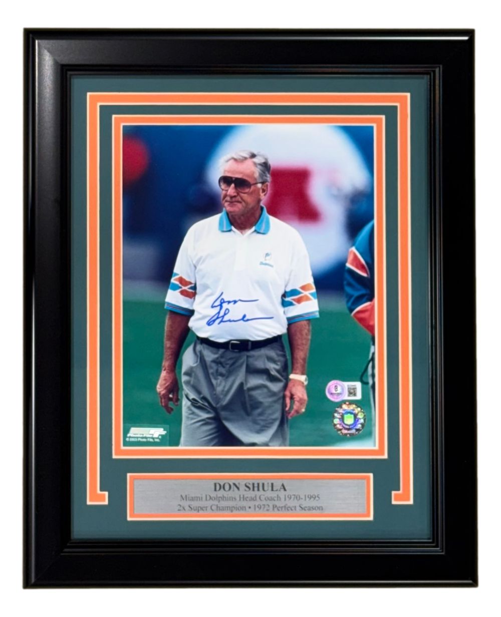 Coach Don Shula Signed Framed 8x10 Miami Dolphins Photo BAS