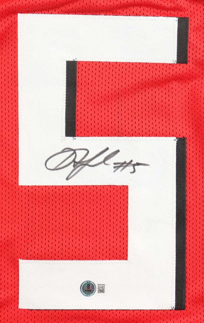 Drake London Atlanta Signed Red Football Jersey BAS