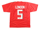 Drake London Atlanta Signed Red Football Jersey BAS