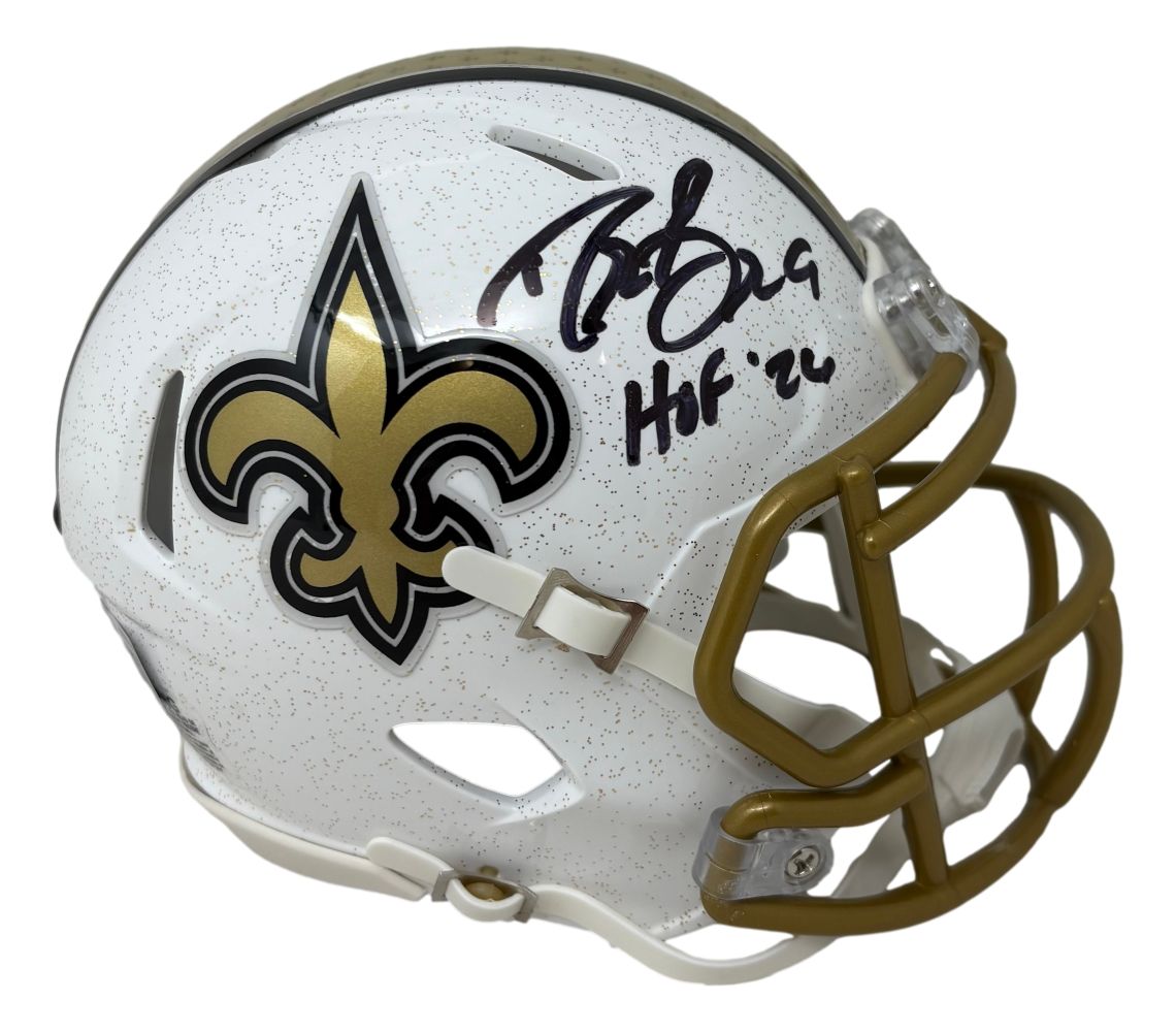 Drew Brees Signed New Orleans Saints Alt White Mini Speed Helmet HOF 26 BAS