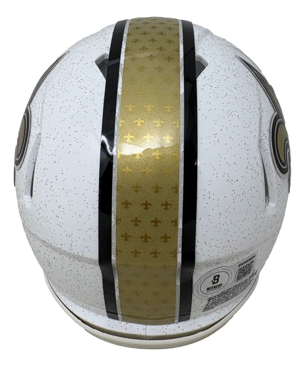 Drew Brees Signed New Orleans Saints Alt White Mini Speed Helmet HOF 26 BAS