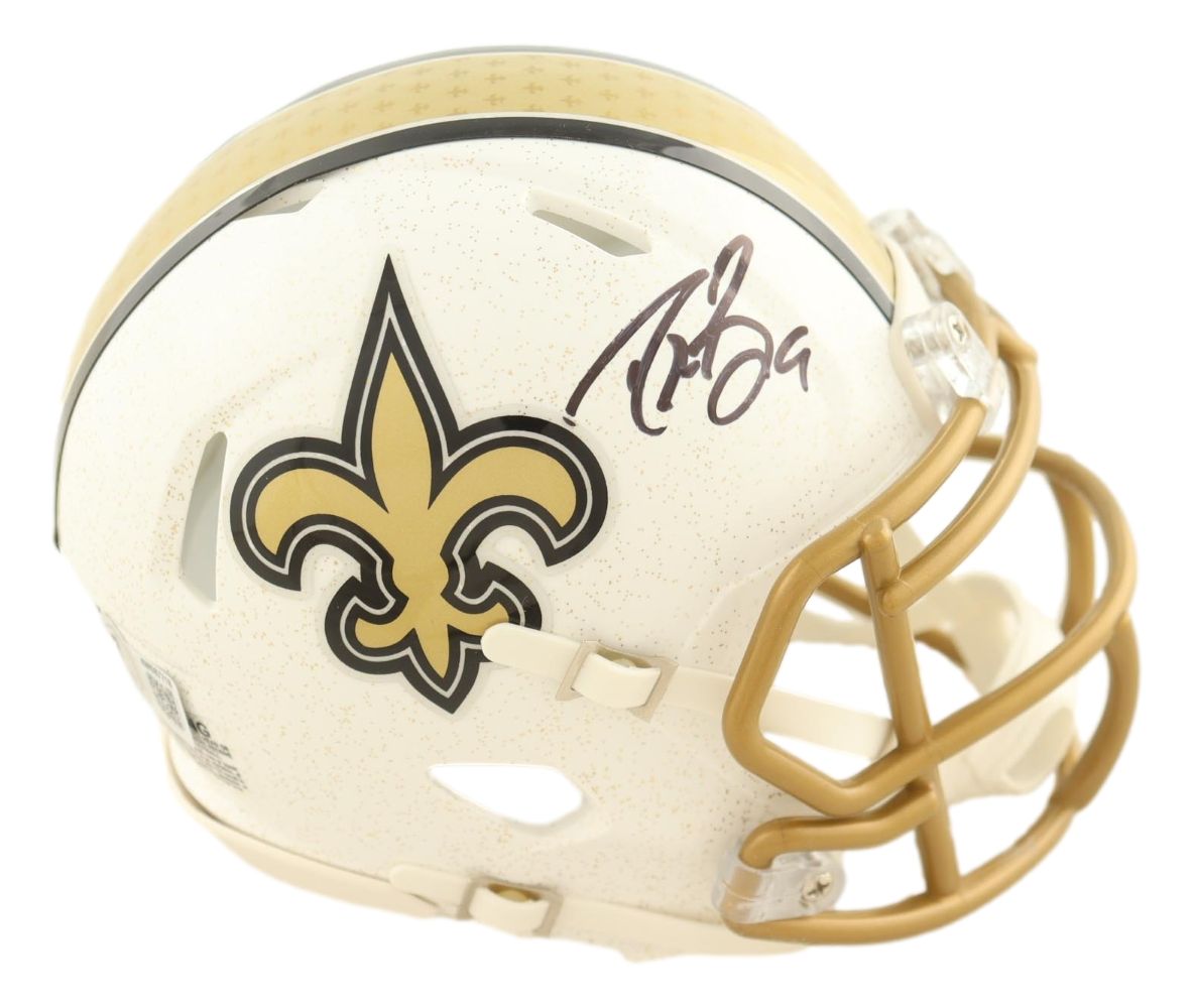 Drew Brees Signed New Orleans Saints Alt White Mini Speed Helmet BAS