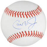 The Sports Integrity Cal Ripken Jr. Baltimore Orioles Signed Official MLB Baseball features a blue autograph on a white ball with red stitching.