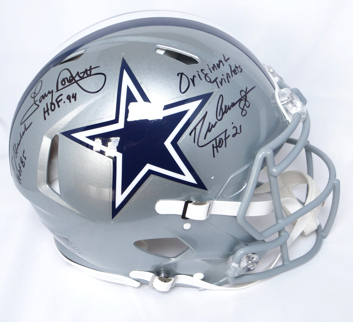 Drew Pearson/Roger Staubach/Tony Dorsett Signed Cowboys F/S Speed Authentic Helmet w/2 Insc.-Beckett W Hologram *Black