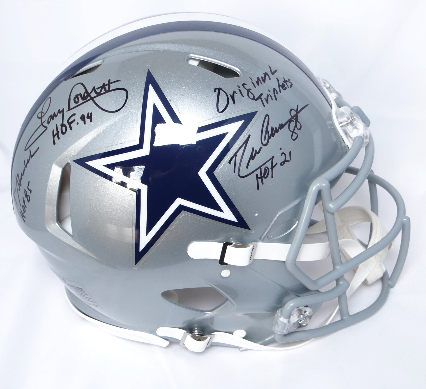 Drew Pearson/Roger Staubach/Tony Dorsett Signed Cowboys F/S Speed Authentic Helmet w/2 Insc.-Beckett W Hologram *Black