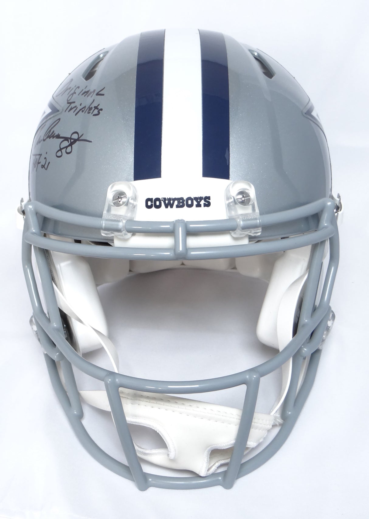 Drew Pearson/Roger Staubach/Tony Dorsett Signed Cowboys F/S Speed Authentic Helmet w/2 Insc.-Beckett W Hologram *Black