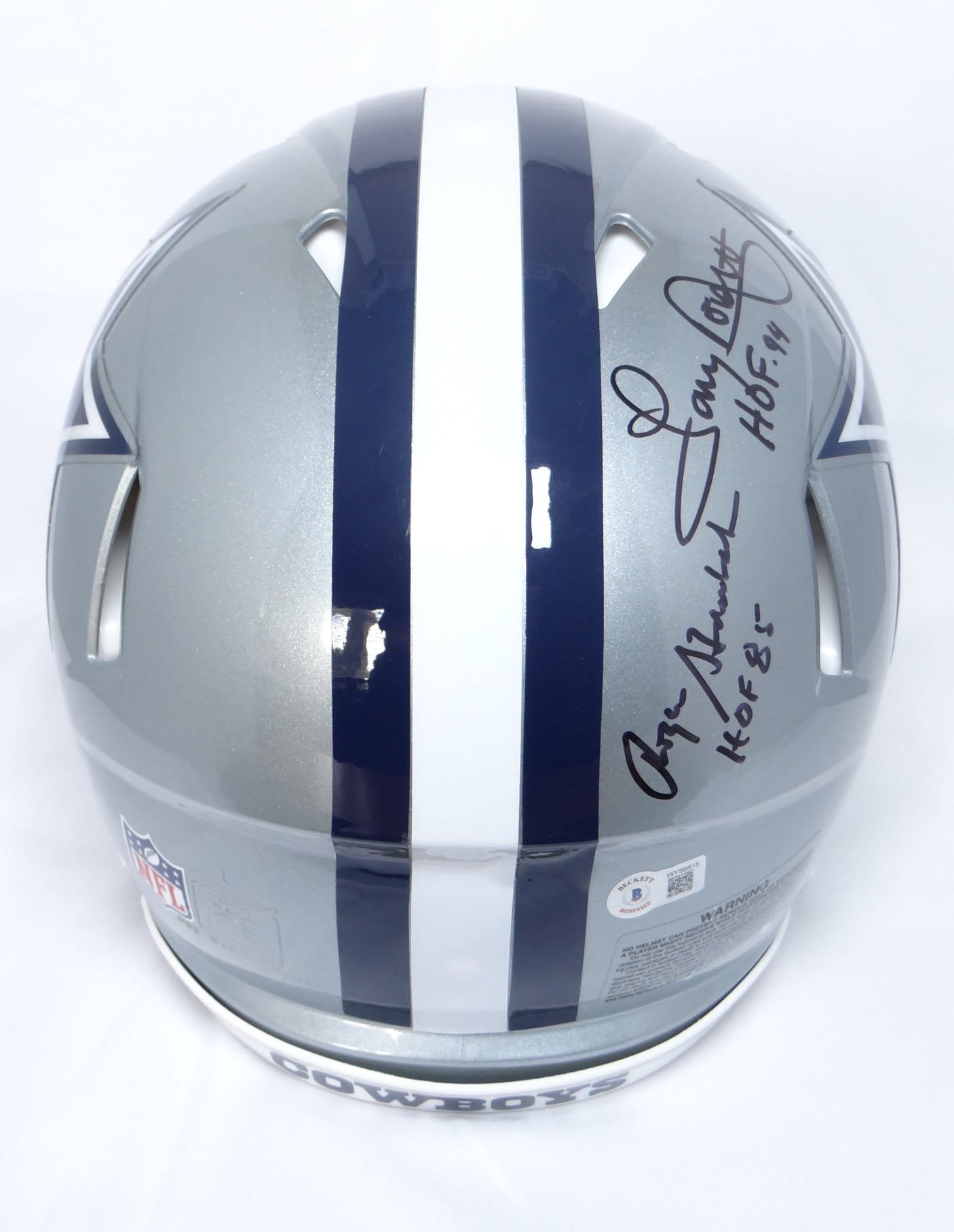 Drew Pearson/Roger Staubach/Tony Dorsett Signed Cowboys F/S Speed Authentic Helmet w/2 Insc.-Beckett W Hologram *Black