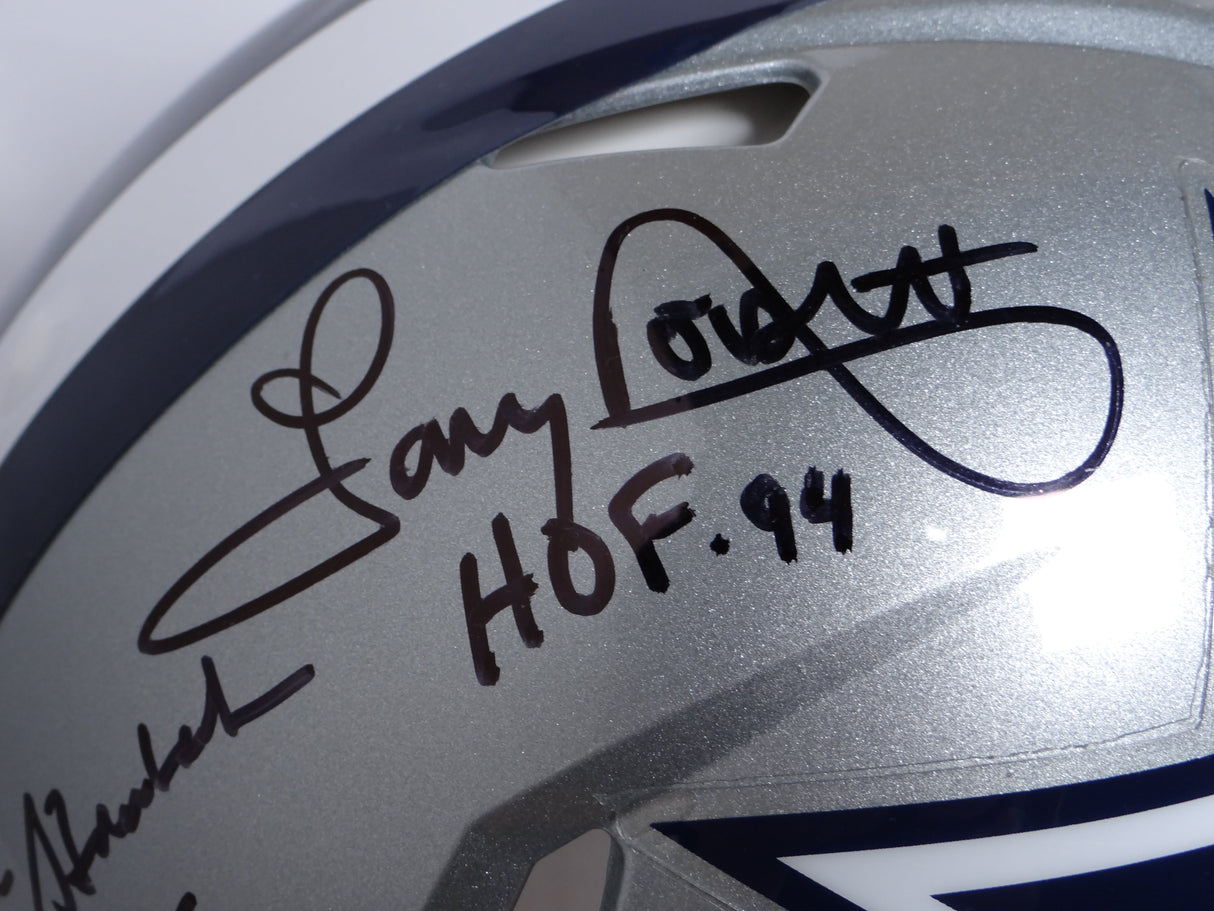 Drew Pearson/Roger Staubach/Tony Dorsett Signed Cowboys F/S Speed Authentic Helmet w/2 Insc.-Beckett W Hologram *Black