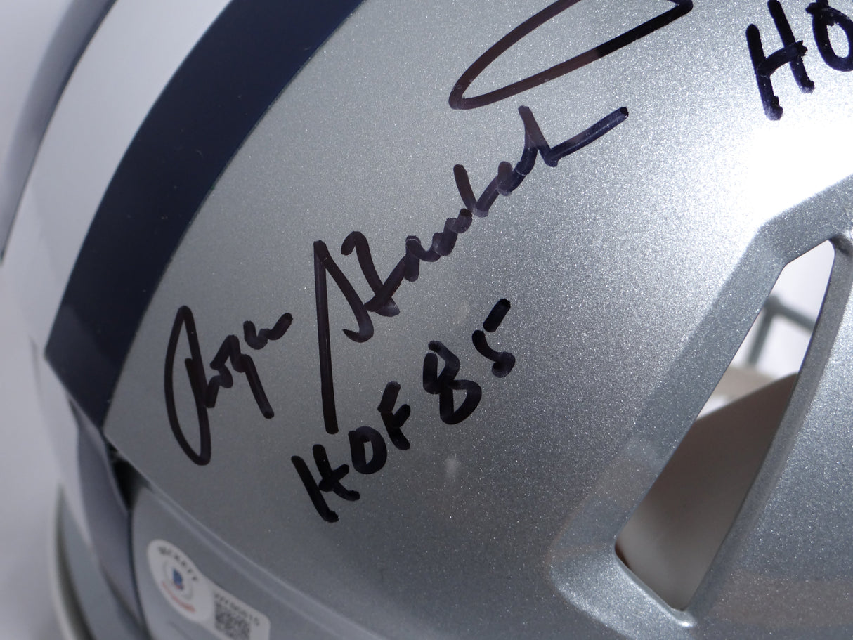 Drew Pearson/Roger Staubach/Tony Dorsett Signed Cowboys F/S Speed Authentic Helmet w/2 Insc.-Beckett W Hologram *Black