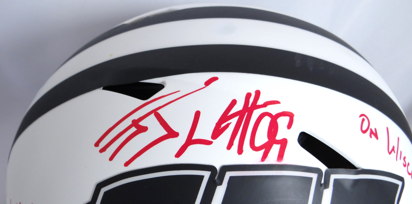 Derek, TJ, JJ Watt Autographed Wisconsin Lunar Speed Authentic Helmet w/ Insc- JSA W *Red