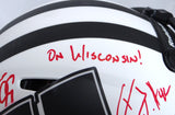 Derek, TJ, JJ Watt Autographed Wisconsin Lunar Speed Authentic Helmet w/ Insc- JSA W *Red