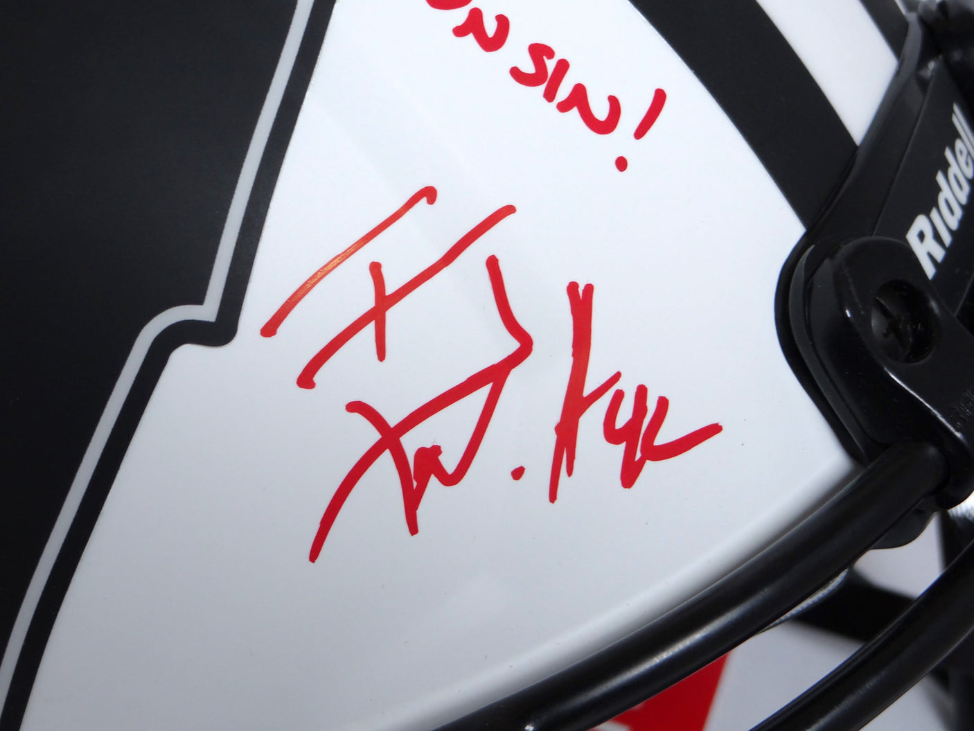 Derek, TJ, JJ Watt Autographed Wisconsin Lunar Speed Authentic Helmet w/ Insc- JSA W *Red