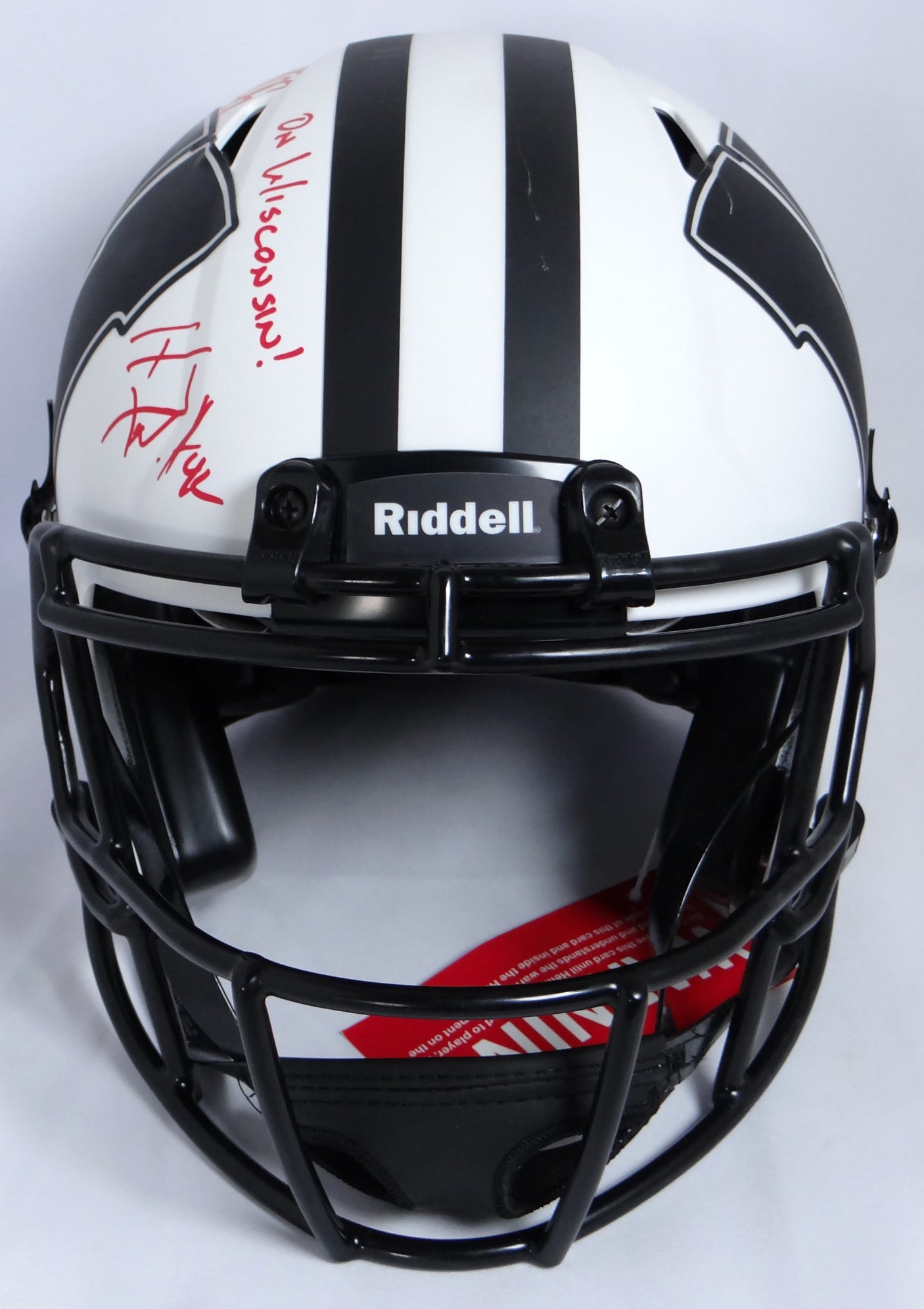 Derek, TJ, JJ Watt Autographed Wisconsin Lunar Speed Authentic Helmet w/ Insc- JSA W *Red